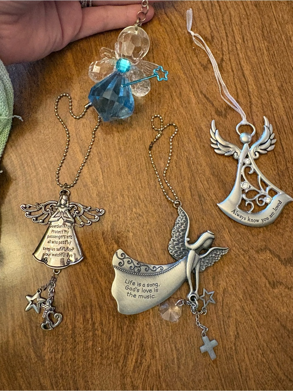 Silver and Blue Angel Hanging Ornaments – Inspirational Home Accents